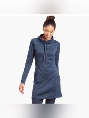NWT Kuhl Lea Long Sleeve Cowl Neck Mini Dress in Abyss Blue Color. Size XL